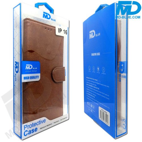 iPhone 16 Book Case Telefoonhoesje - Portemonnee  - Kaarthouder & Magneetsluiting -  Coffee