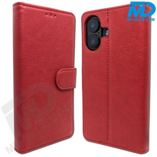 iPhone 16 Book Case Telefoonhoesje - Portemonnee  - Kaarthouder & Magneetsluiting - Rood