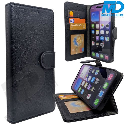 iPhone 16 Book Case Telefoonhoesje - Portemonnee  - Kaarthouder & Magneetsluiting - Zwart