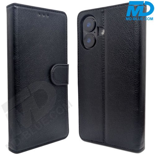 iPhone 16 Book Case Telefoonhoesje - Portemonnee  - Kaarthouder & Magneetsluiting - Zwart