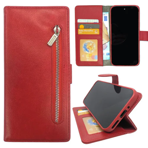 Samsung  A03s Telefoonhoesjes - Book Case - Rood- met rits