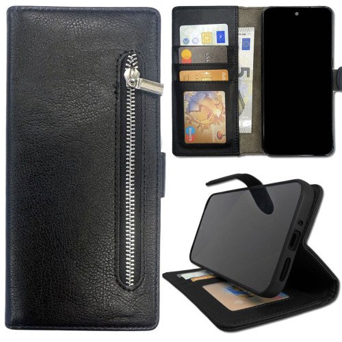 Samsung A03s Telefoonhoesjes - Book Case - Zwart - met rits