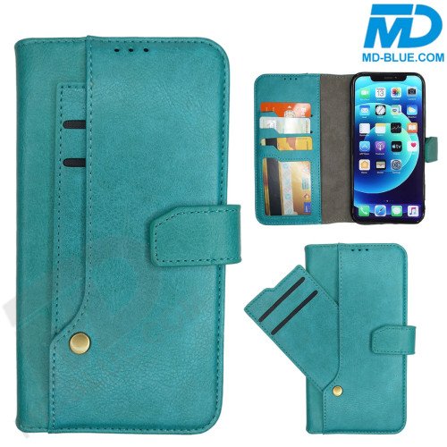 MDBlue - iPhone 15 Plus - Telefoonhoesje - Bookcase Luxe - Sky Blue