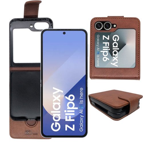 Samsung Z Flip 6 - Telefoonhoesje - Book Case - Coffee